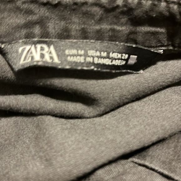 ZARA Women's Distressed Western Shirt Long Sleeves Metal Snaps Black Size Medium - Picture 7 of 7